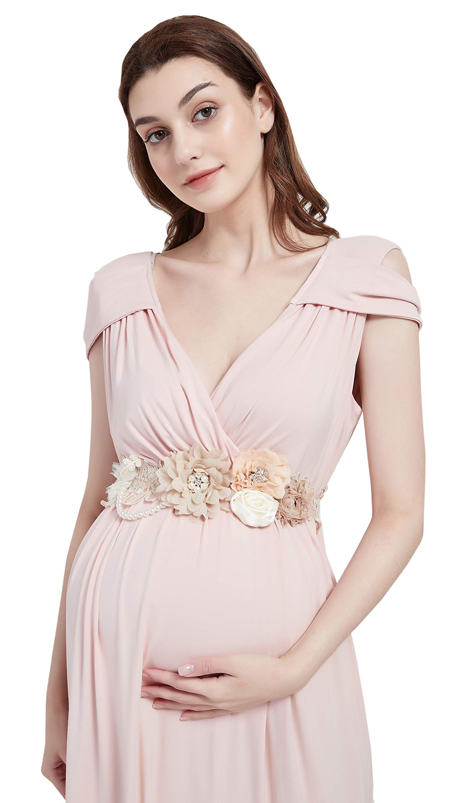 FANFAN Maternity Sash Belt Pregnant Wedding Sash Belt Bridal Sash Belts Y01 (champange)