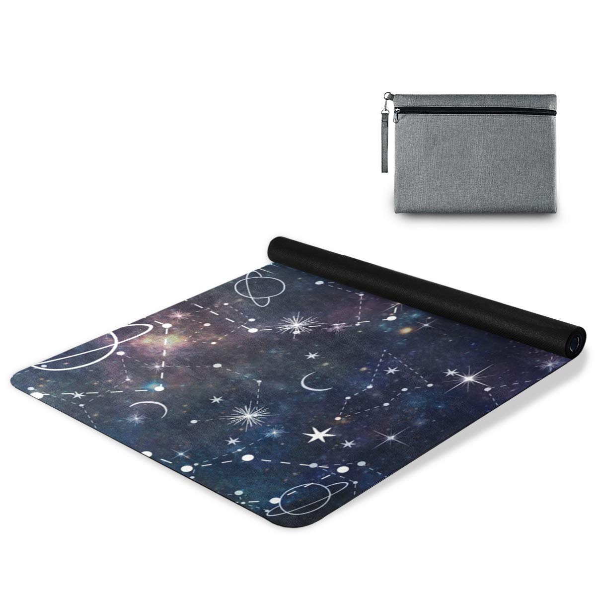 AGONA Planet Star Constellation Galaxy Yoga Mat Thick Non Slip Exercise Mat Portable Folding Fitness Workout Mat for Yoga Pilates Home Floor Exercises Children Playtime