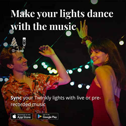 Twinkly Music, Sound Sensor for LED Lights, Bluetooth and Wi-Fi Sensor to Sync with Music and Smart Lights via App, USB Power, Black