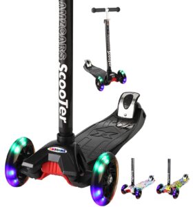 kick scooter for kids, 3 wheels toddlers scooter for 6 years old boys girls learn to steer, adjustable height, extra-wide deck, flashing wheels for children gifts