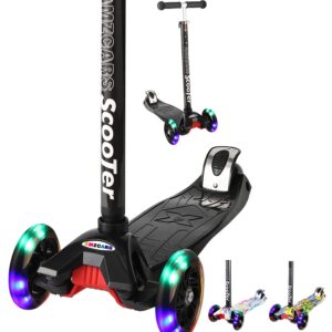 Kick Scooter for Kids, 3 Wheels Toddlers Scooter for 6 Years Old Boys Girls Learn to Steer, Adjustable Height, Extra-Wide Deck, Flashing Wheels for Children Gifts