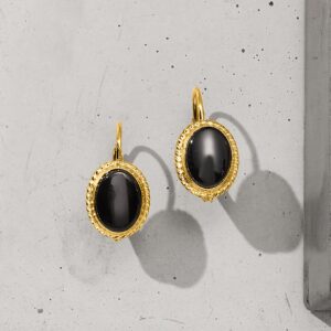 Ross-Simons 8x6mm Black Onyx Drop Earrings in 14kt Yellow Gold