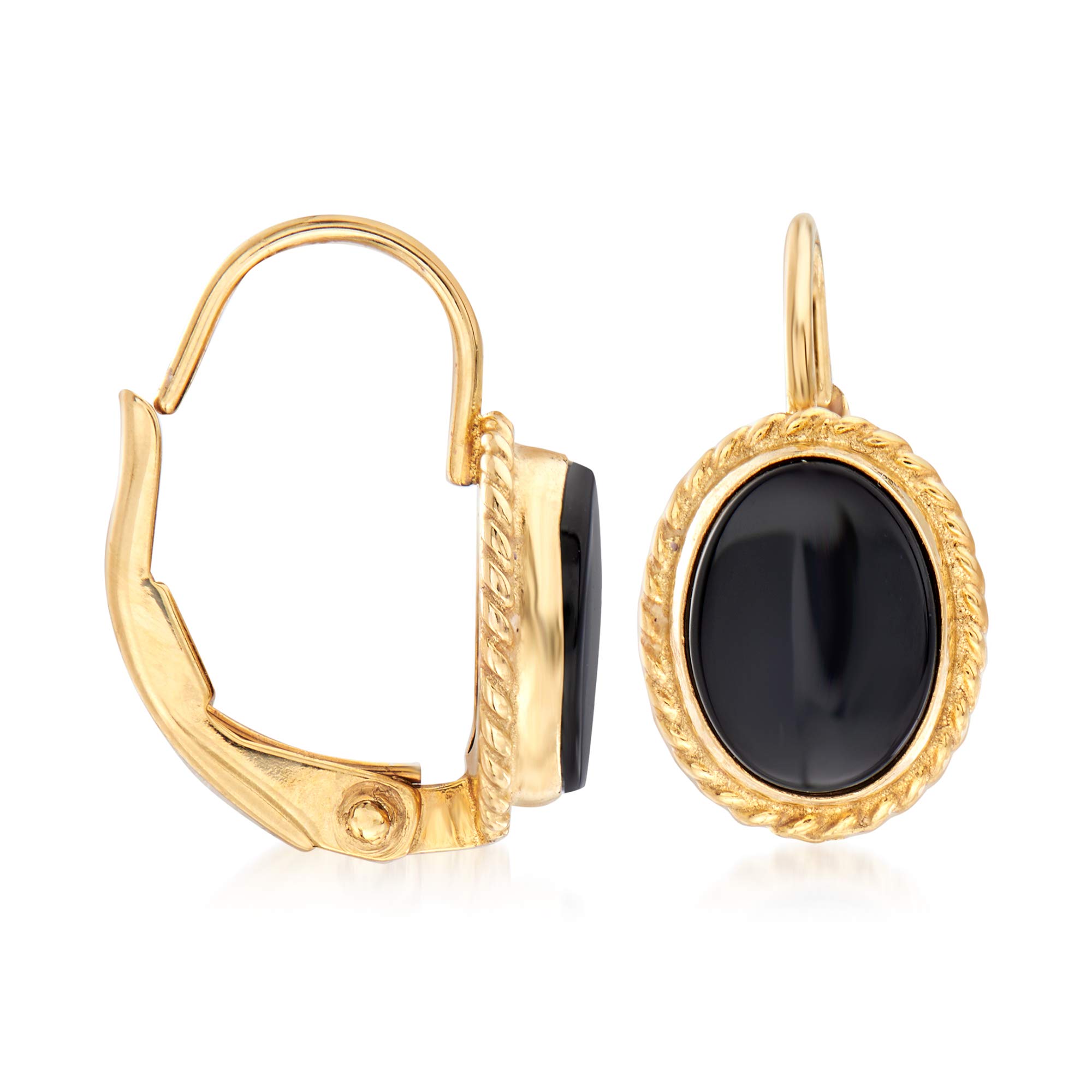 Ross-Simons 8x6mm Black Onyx Drop Earrings in 14kt Yellow Gold