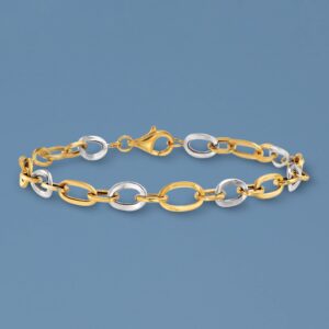 Ross-Simons 14kt 2-Tone Gold Oval-Link Bracelet. 8 inches