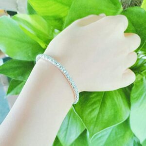 JinYu 6 Pcs Small Rhinestone 1 Rows Crystals Inlaid Paved Jewelry Stretch Elastic Bracelets Sparkle Multicolor Rhinestone Stackable Stretch Bracelets for Women