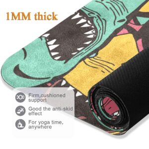 AGONA Funny Angry Shark Animals Yoga Mat Thick Non Slip Exercise Mat Portable Travel Yoga Mat Folding Fitness Workout Mat for Yoga Pilates Home Floor Exercises Children Playtime