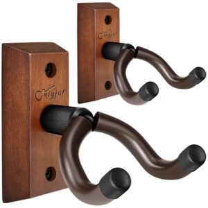 snigjat guitar wall mount 2 pack, guitar wall hanger, guitar hanger wall hook holder stand with screws, hardwood guitar wall mount hanger for acoustic guitar, electric guitar, banjo, bass, mandolin