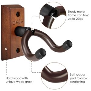 SNIGJAT Guitar Wall Mount 2 Pack, Guitar Wall Hanger, Guitar Hanger Wall Hook Holder Stand with Screws, Hardwood Guitar Wall Mount Hanger for Acoustic Guitar, Electric Guitar, Banjo, Bass, Mandolin