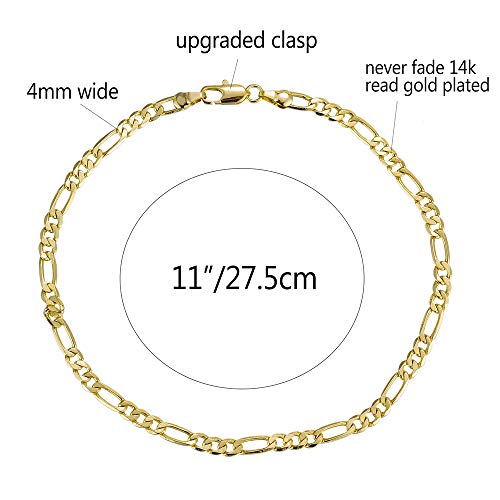 kelistom Gold Anklet Bracelets for Women Men 14K White Gold Plated Cuban Link Herringbone Paperclip Figaro Chain Ankle Bracelets for Women