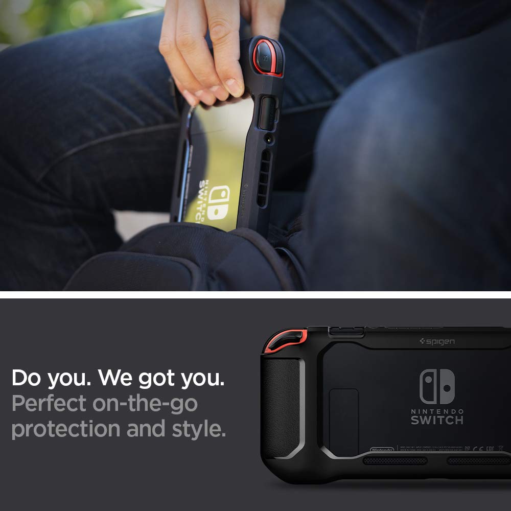 Spigen Rugged Armor Designed for Nintendo Switch Case with Strap Protective Case - Matte Black