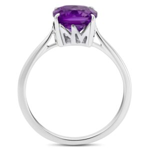 3 CT Cushion Cut Purple Amethyst Ring for Women 925 Sterling Silver 4-Prong Setting 8 mm February Genuine Birthstone Engagement Gemstone Ring Size 7 by Nicole Miller Fine Jewelry