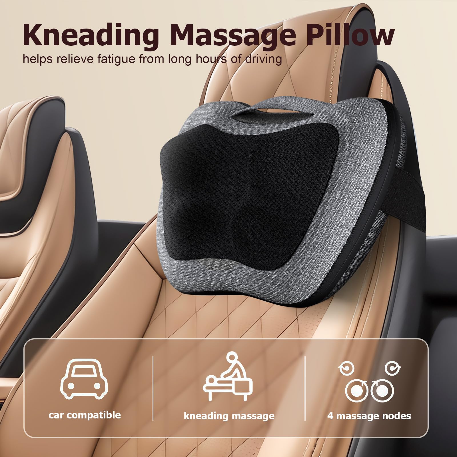 VIKTOR JURGEN Back Massager, Neck Massager with Heat, Massage Pillow Gifts for Men & Women, Electric Shiatsu Back Massager, Deep Kneading Shoulder Massager for Full Body Muscle,Massage at Home, Car