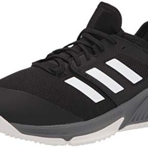 adidas Men's Court Team Bounce Volleyball Shoe, Black/White/Grey, 8