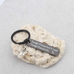 CHOORO Cancer Survivor Gift Tough Times Don't Last Tough People Do Cancer Awareness Keychain (Tough People Do black)