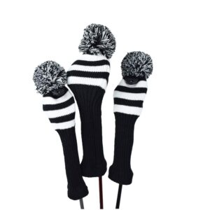 hauni stripes knitted golf club head covers 3 piece set 1 3 5 driver and fairway headcovers fits 460cc drivers