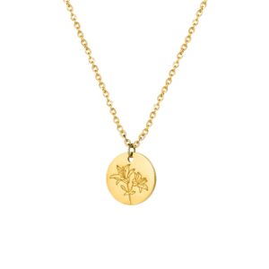 JoycuFF Lily Wild Flower Gold Coin Necklace for Women Dainty Birthday for Mom Girlfriend Daughter Sister 18K Gold Filled Jewelry Christmas Valentine's Day Gifts for Her