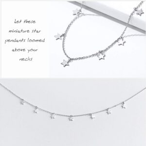 4 Sets Layered Choker Necklace Gold Butterfly Star Moon Heart Pendant Necklace Cute Vsco Multilayer Chain Choker Necklace for women teen girl (Silver 1)