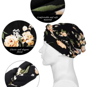 3 Pieces Women Turban Head Wrap Pre-Tied Bonnet Beanie Hat Sleeping Cap Headwrap (Retro Pattern) Multicoloured