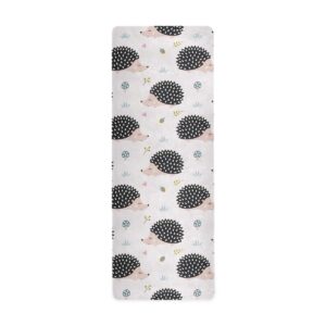 moyyo animal cute hedgehogs yoga mat printed suede natural rubber thin hot yoga mat non slip sweat fitness mat 71x26 inch portable travel yoga mat for yoga pilates and floor exercises