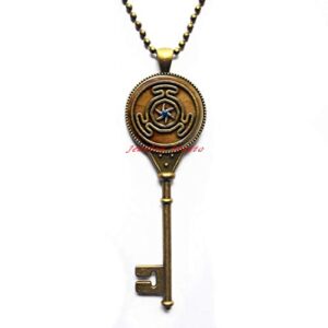 wheel of hecate symbol pendant key necklace jewelry wheel of hecate key necklace-hz0240