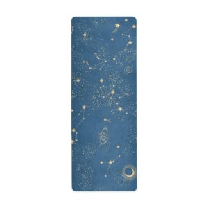 vikko space galaxy constellation moon star blue yoga mat ultra thin folding mat for exercise fitness pilates stretching meditation