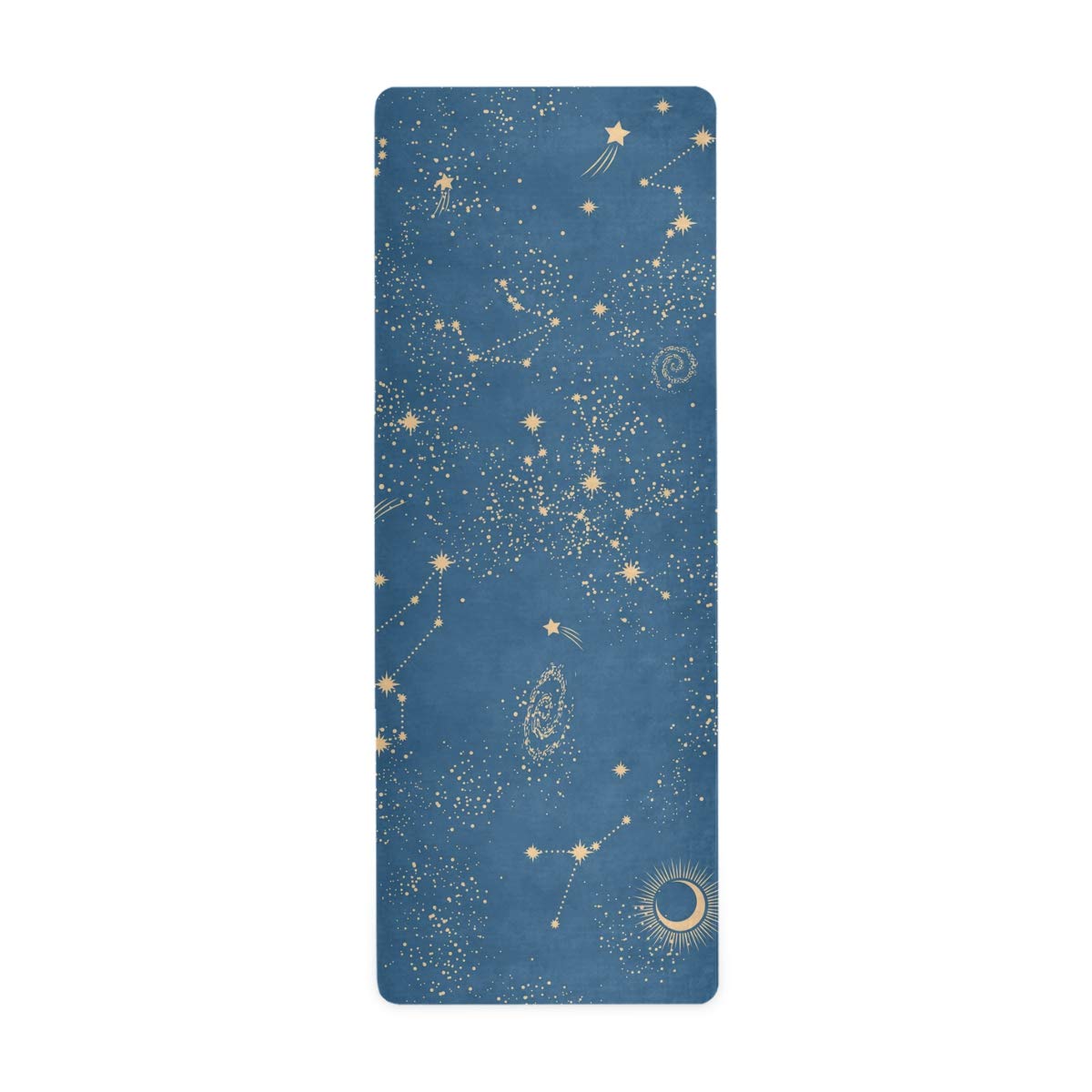 VIKKO Space Galaxy Constellation Moon Star Blue Yoga Mat Ultra Thin Folding Mat for Exercise Fitness Pilates Stretching Meditation