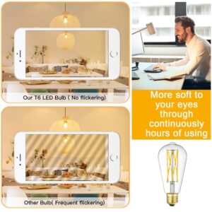 LVYE LED Edison Bulb Dimmable 12W 3000K Soft White 1200LM, 100W Equivalent E26 Medium Base, ST64 Vintage LED Bulbs, 360 Degree Beam Angle, Clear Glass, Pack of 4.