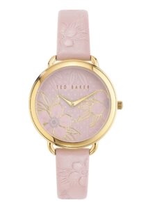 ted baker hetttie women's pink leather strap watch (model: bkphts005)