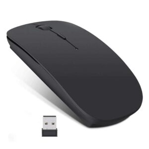 xboss x4 ultra thin 2.4ghz and bluetooth wireless rechargeable optical mouse computer pc mice with usb adapter for mac windows linux mouse wireless (black with bluetooth + 2.4ghz)