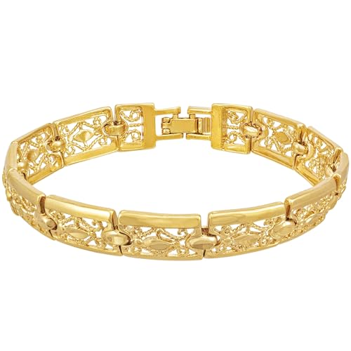 LIFETIME JEWELRY Filigree Bracelet for Women and Men 24k Real Gold Plated Charm (Gold, 9)