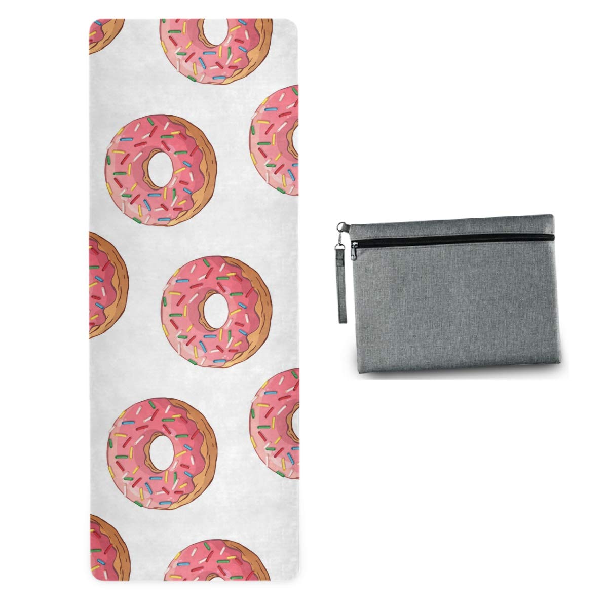 Travel Yoga Mat Non Slip - Glazed Donuts Foldable Exercise Mat Lightweight Work Out Mat with Bag Sweat Absorbent Fitness Mat for Yoga Pilates Home Fitness Exercise