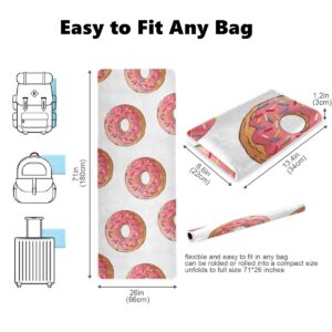 Travel Yoga Mat Non Slip - Glazed Donuts Foldable Exercise Mat Lightweight Work Out Mat with Bag Sweat Absorbent Fitness Mat for Yoga Pilates Home Fitness Exercise