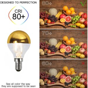 Lxcom Lighting 4W Half Chrome Gold LED Light Bulb(4 Pack), G45/G14 Dimmable Gold Tipped Vintage LED Filament Bulbs Warm White 2700K Decorative Globe Bulbs,E14 Base