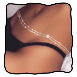 nicute rhinestone waist chain crystal layered belly chains sparkly summer beach bikini sexy body jewelry for women (silver)