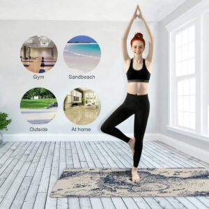 Nander Yoga Mat Non-slip Soft Breathe Elastic Stable Exercise Fitness Gym 1MM Thick Natural Rubber for Yoga Mats,Sand Sea Shells