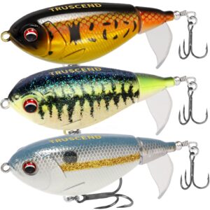 TRUSCEND Fishing Lures for Bass Trout Double Floating Rotating Tail Whopper Swimbaits Bass Lures Freshwater Saltwater Bass Fishing Plopper Lures Kit Lifelike Teasers Fishing Gifts for Men