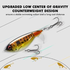 TRUSCEND Fishing Lures for Bass Trout Double Floating Rotating Tail Whopper Swimbaits Bass Lures Freshwater Saltwater Bass Fishing Plopper Lures Kit Lifelike Teasers Fishing Gifts for Men