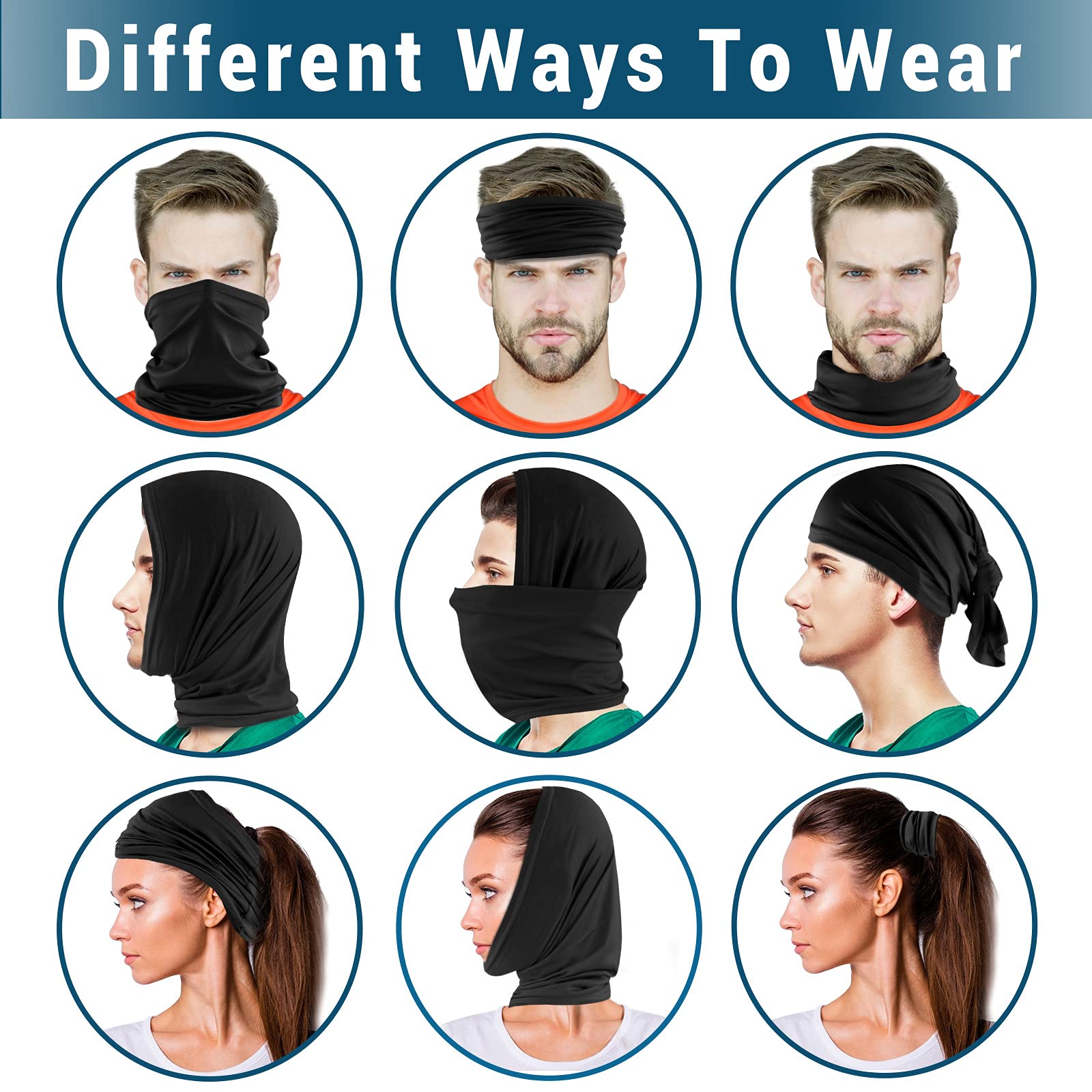 Dapaser 8 Pack Neck Gaiter Balaclava Gator Face Mask UV Protection Breathable Face Bandanas Neck Cover for Men Women