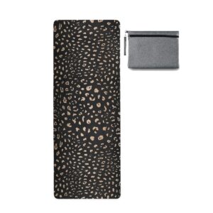 ALAZA Realistic Leopard Print Animal Skin Nonslip Yoga Mat Towel with Grip Dots for Women Men