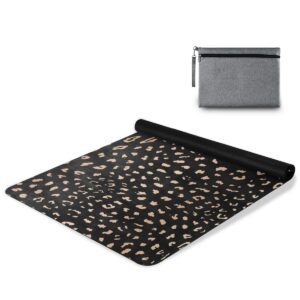 ALAZA Realistic Leopard Print Animal Skin Nonslip Yoga Mat Towel with Grip Dots for Women Men