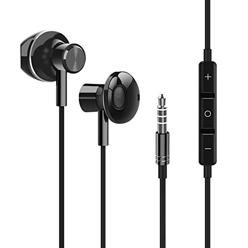 GEEKRIA 3.5MM Gaming Earphones Compatible with Google Stadia, New Xbox One, Luna, PS4, Cellphones, PC, Laptop, Earbuds Wired Stereo Bass in-Ear with Microphone and Volume-Control (Black)