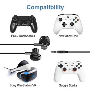 GEEKRIA 3.5MM Gaming Earphones Compatible with Google Stadia, New Xbox One, Luna, PS4, Cellphones, PC, Laptop, Earbuds Wired Stereo Bass in-Ear with Microphone and Volume-Control (Black)