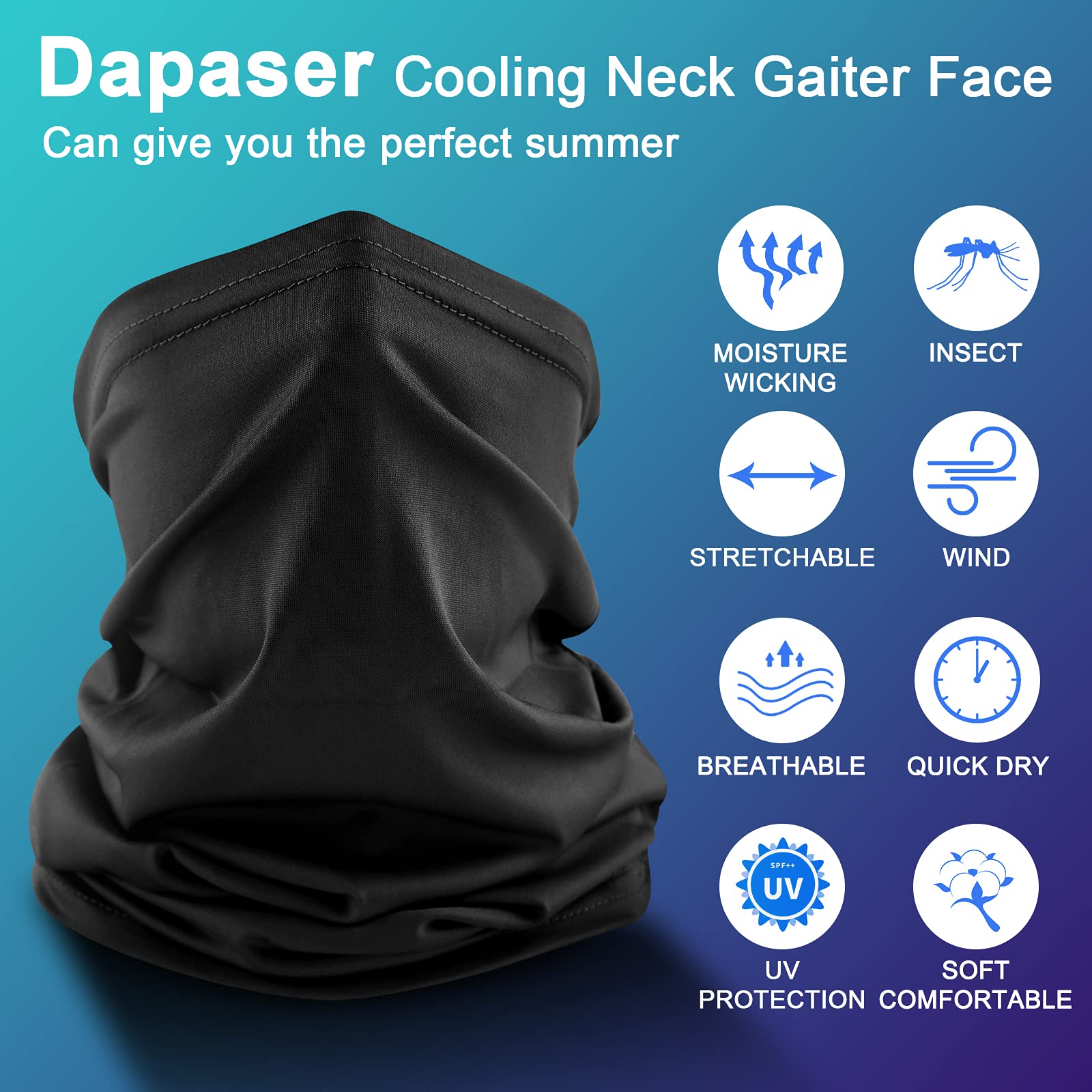 Dapaser 6 Pack Cooling Neck Gaiter Face Mask for Men Women Breathable Dust UV Protection Multifunctional Reusable Face Cover