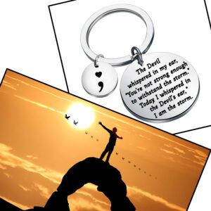 BNQL Semicolon Keychain I Am The Storm Keychain Inspirational Gifts Motivating Jewelry Gifts for Friend (keychain)