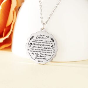 HOFOYA To my sister necklace gifts from sisters brother,graduation birthday gift for best friend, engraved inspirational message valentines jewelry for women teen girls.