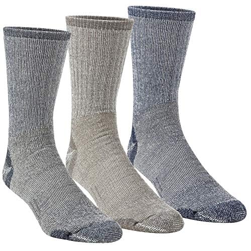 Omni-Wool Merino Wool Medium Hiker (3-Pack) (Navy, Charcoal, Taupe, Large)