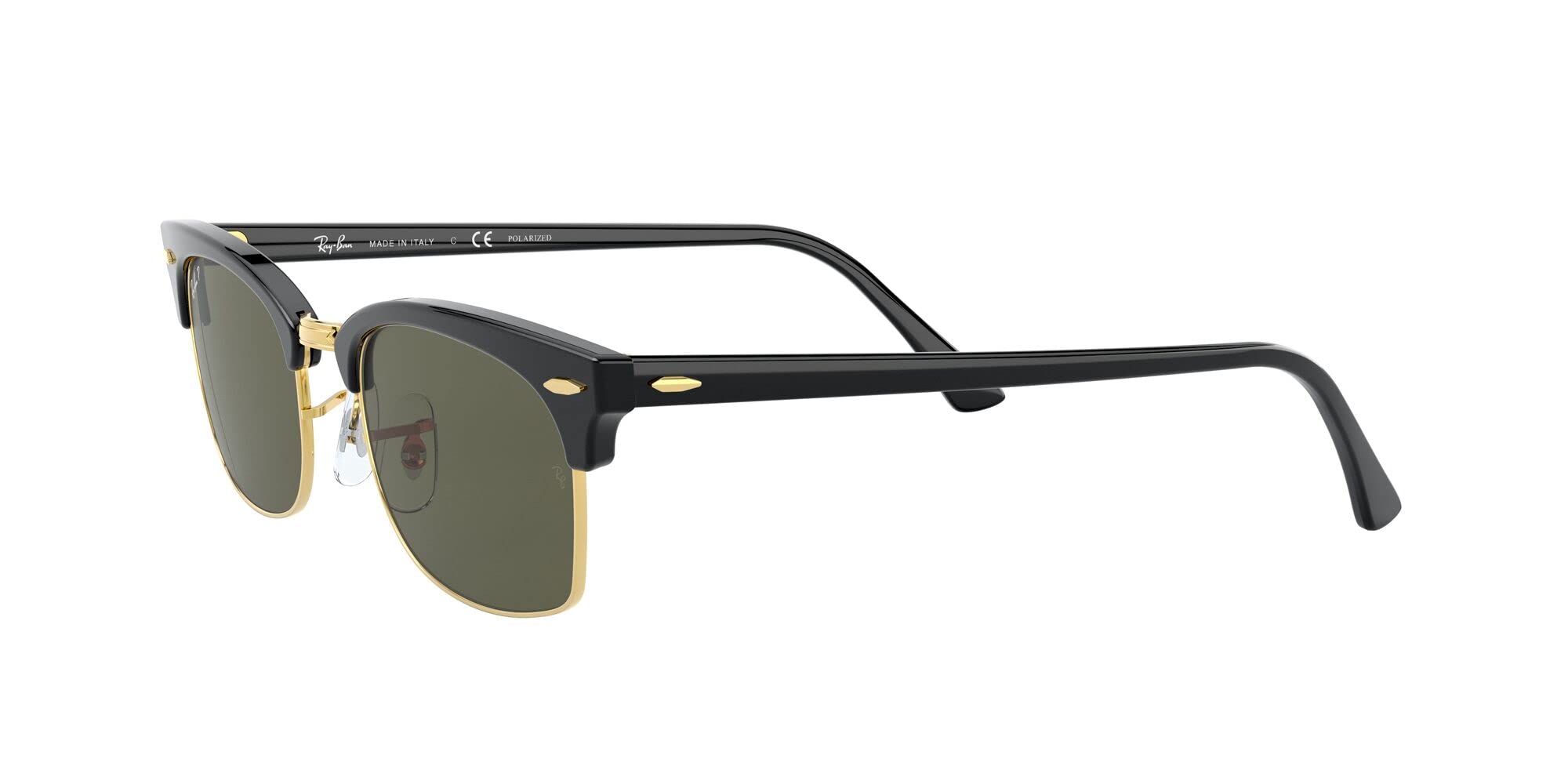 Ray-Ban RB3916 Clubmaster Square Sunglasses, Black/G-15 Green Polarized, 52 mm