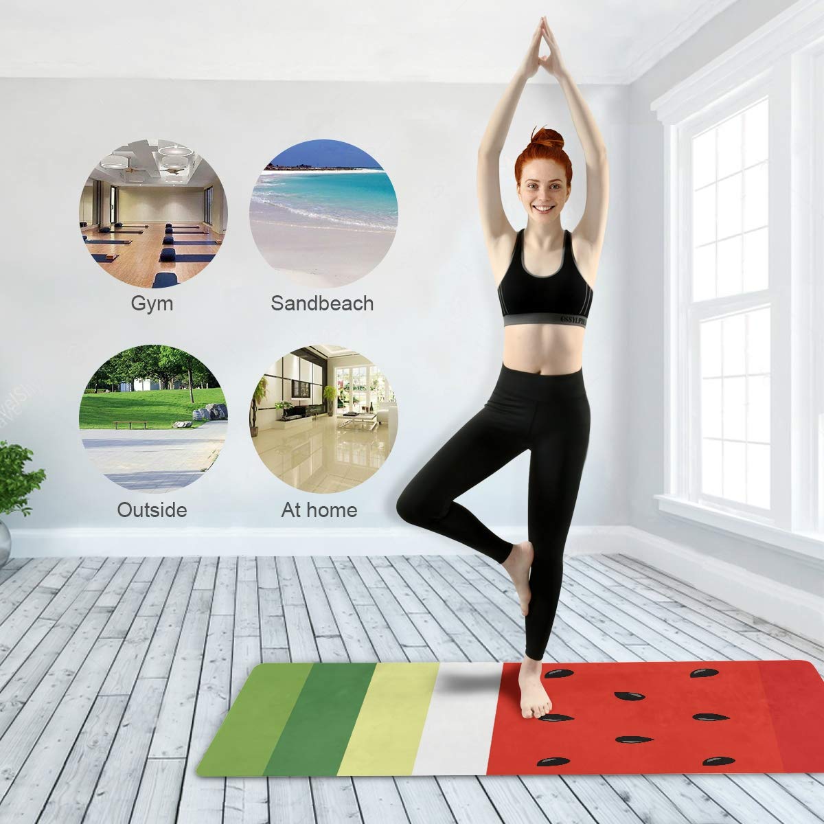 VIKKO Cute Watermelons Fruit Yoga Mat Ultra Thin Folding Mat for Exercise Fitness Pilates Stretching Meditation