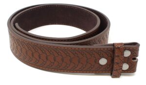 bc belts leather belt strap with embossed western horn pattern 1.5" wide with snaps (brown-m)