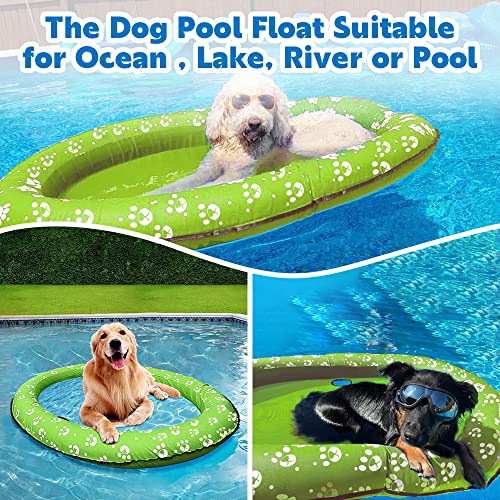 Ginkago Inflatable Pool Floats for Dogs Pet Swimming Pool Floating Row Bed Paddle Paws Floaties Doggy Puppy Pool Float for Summer Green